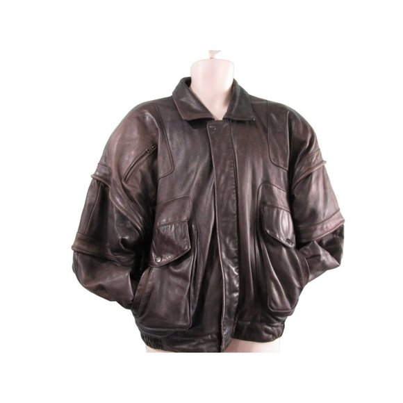 Italiano Leather Jacket Mens XL Vintage 1980s Hong Kong Lined GUC Minor Damage - Picture 6 of 16